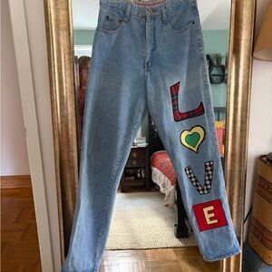Rare Vintage 80s JouJou Norma Jean Light Blue Denim Jeans with LOVE patch